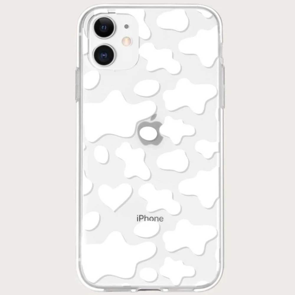 iPhone 11 Pro Max phone case, white cow print